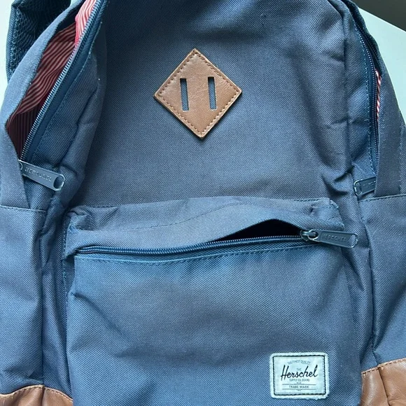 Herschel Heritage Backpack, Mid Volume, Navy Blue with Brown Leather - Picture 7 of 7